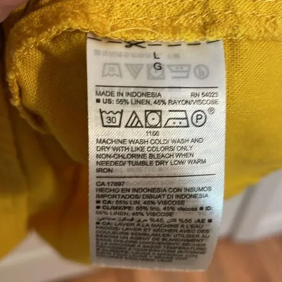 Old Navy Linen Off shoulder Mustard Dress with Ruffle, Large - Picture 4 of 5